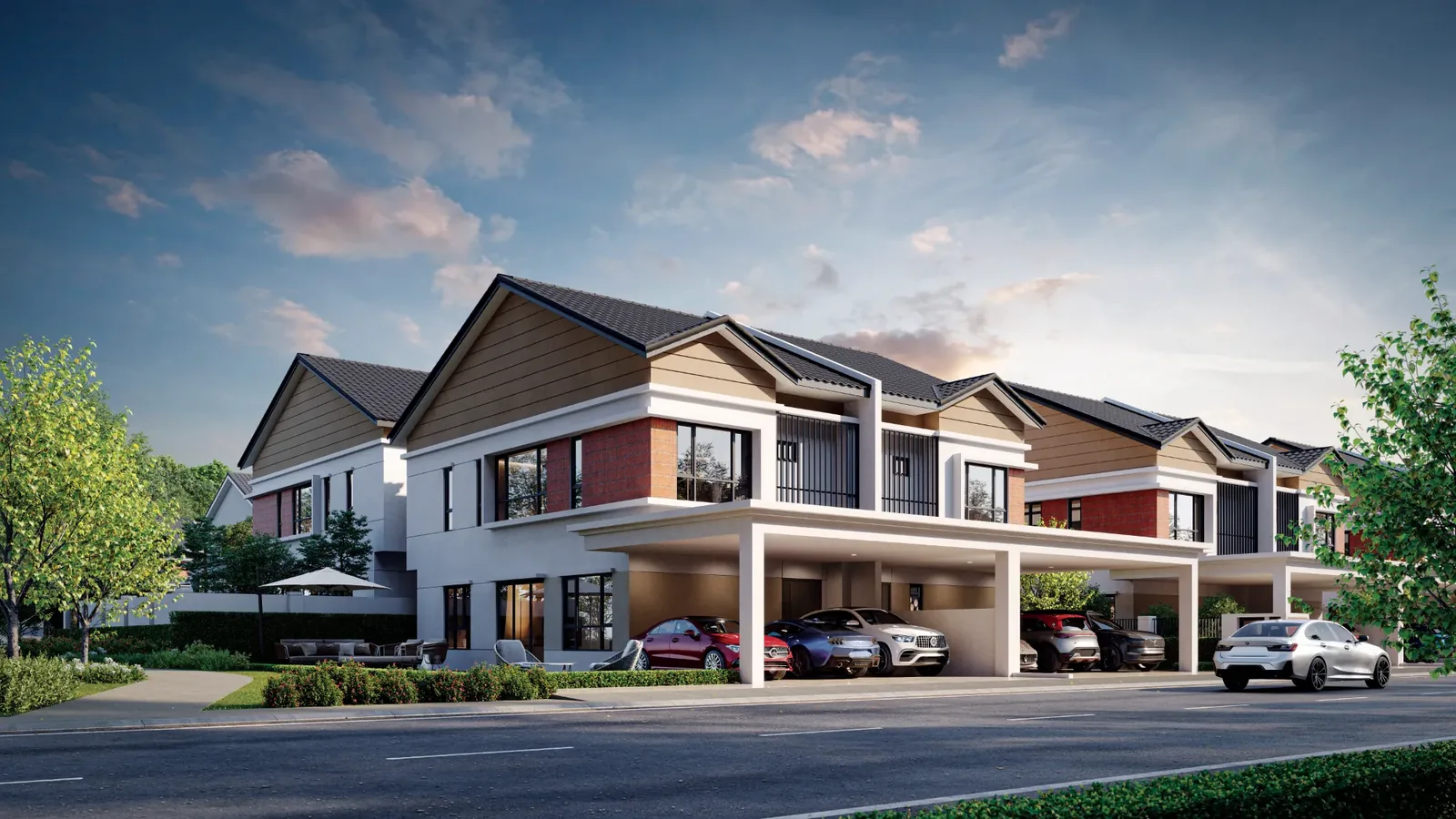 Embun Hills corner home facade with landscaped garden